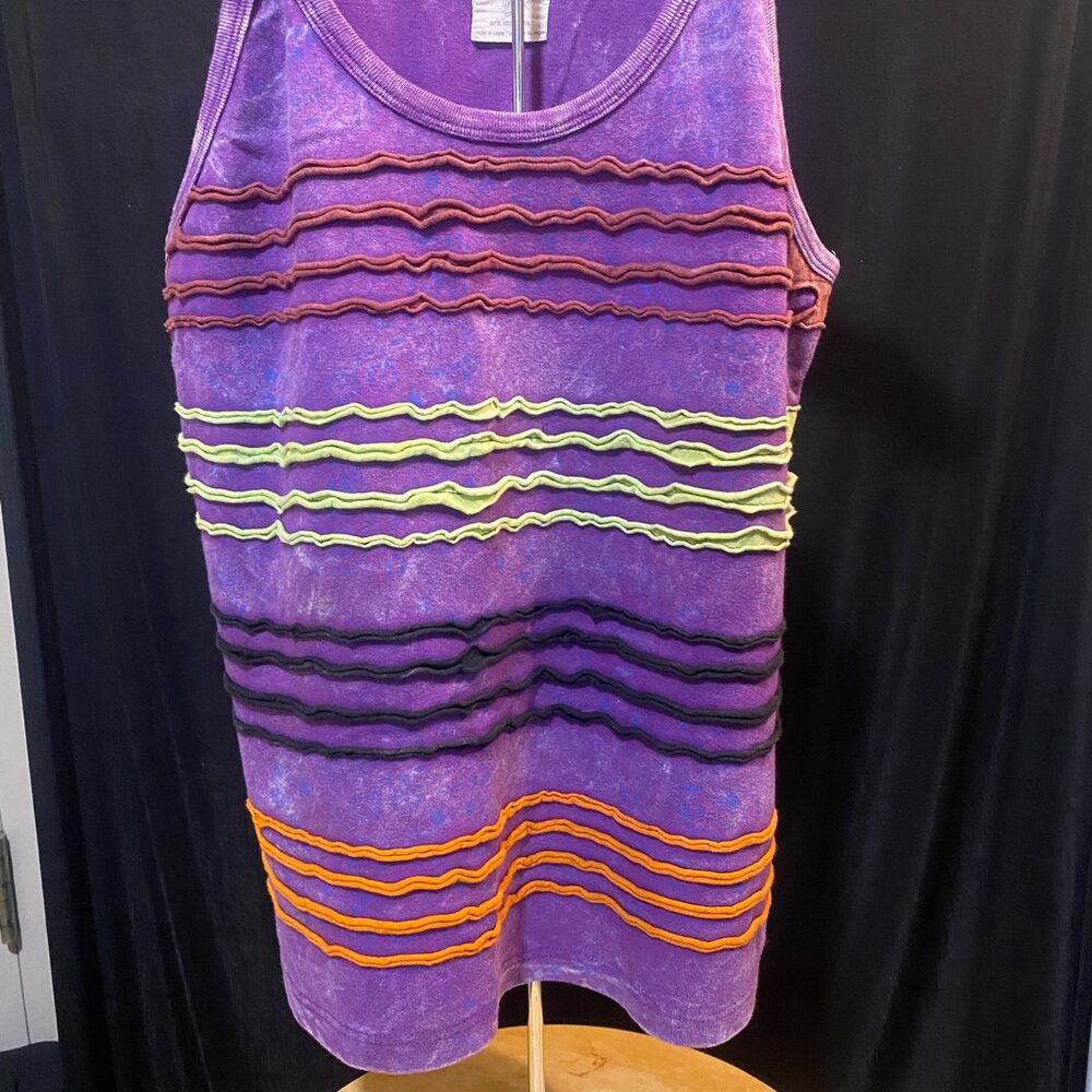 Ark. Bohemian Purple Ribbon Tank Top Boho Chic Sz L/XL